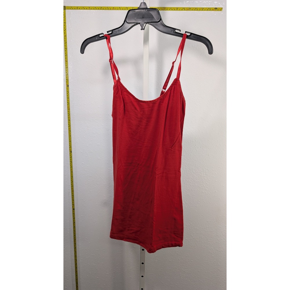 Dots Womens Red Camisole Tank Top Adjustable Spaghetti Strap Stretch Size Medium